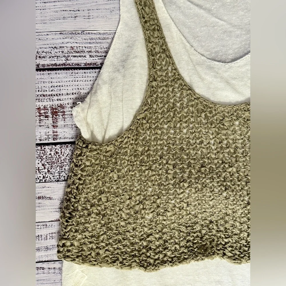 Free People Green & White Sweater Tank Dress - Picture 2 of 8